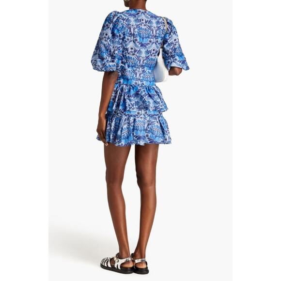 SANDRO PARIS Linen Blend Floral Tiered Mini Dress Net-A-Porter 38 6 M $520 - Picture 14 of 14